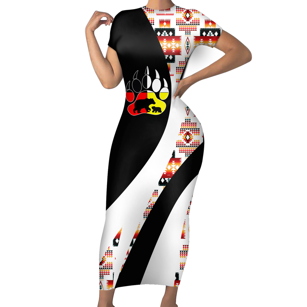 Powwow StoreSBD00161 Pattern Native ShortSleeved Body Dress