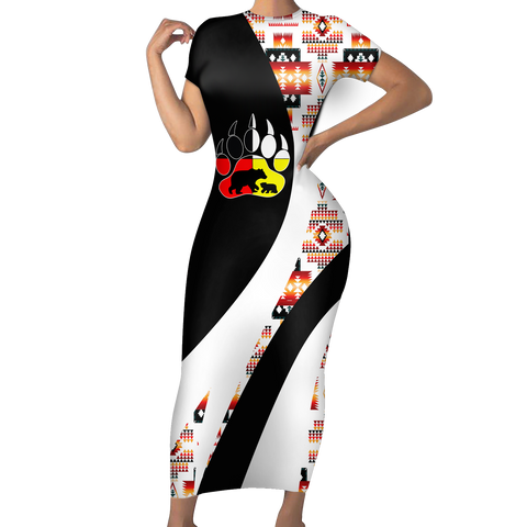 Powwow StoreSBD00161 Pattern Native ShortSleeved Body Dress