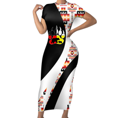 Powwow StoreSBD00161 Pattern Native ShortSleeved Body Dress