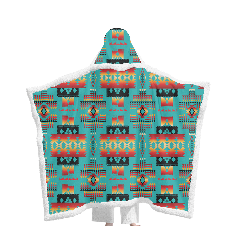 GB-NAT00046-01 Pattern Native Wearable Hooded Blanket