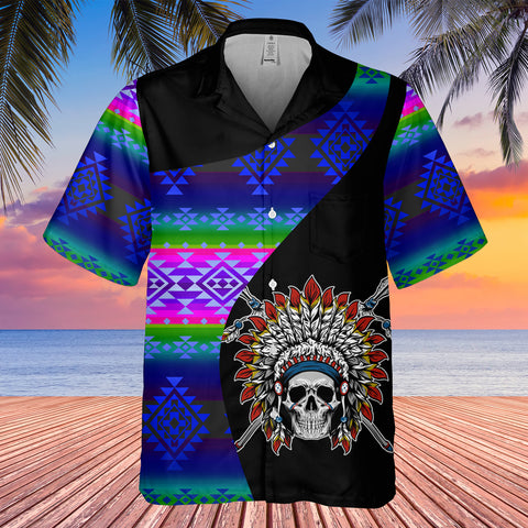 Powwow StoreGBHW000507 Tribe Design Native American Hawaiian Shirt 3D