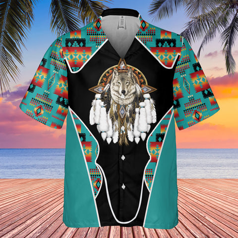 Powwow StoreGBHW000508 Tribe Design Native American Hawaiian Shirt 3D