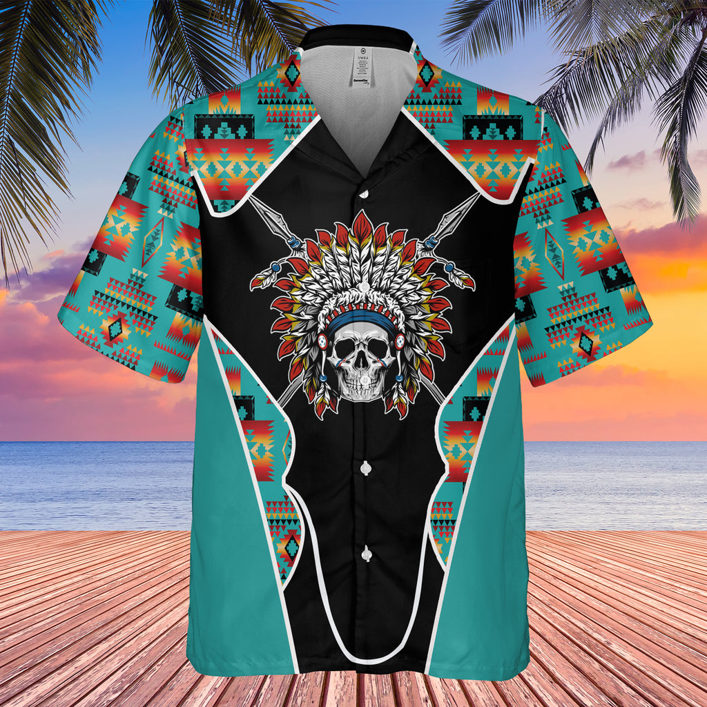 Powwow StoreGBHW000509 Tribe Design Native American Hawaiian Shirt 3D