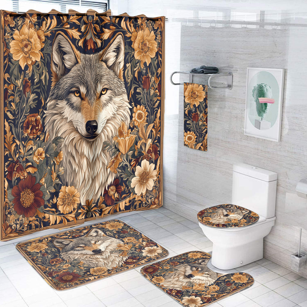 BS-000437 Wolf Pattern Native American  Bathroom Set