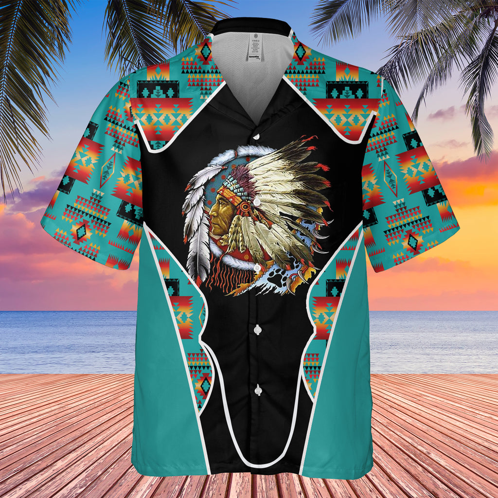 Powwow StoreGBHW000510 Tribe Design Native American Hawaiian Shirt 3D