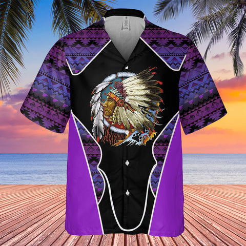 Powwow StoreGBHW000511 Tribe Design Native American Hawaiian Shirt 3D