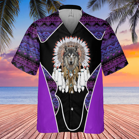 Powwow StoreGBHW000512 Tribe Design Native American Hawaiian Shirt 3D