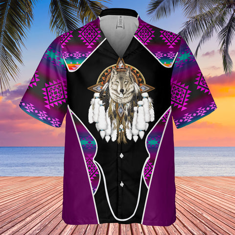 Powwow StoreGBHW000515 Tribe Design Native American Hawaiian Shirt 3D