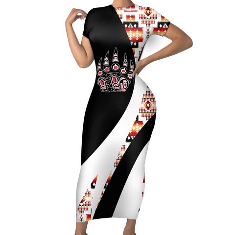 Powwow StoreSBD00162 Pattern Native ShortSleeved Body Dress