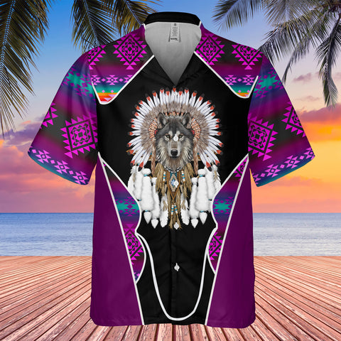 Powwow StoreGBHW000516 Tribe Design Native American Hawaiian Shirt 3D