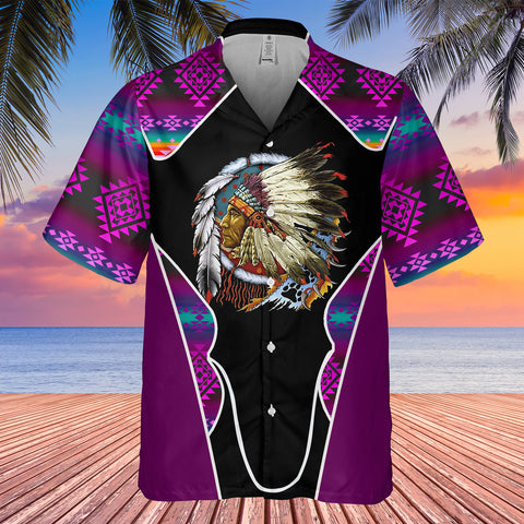 Powwow StoreGBHW000517 Tribe Design Native American Hawaiian Shirt 3D