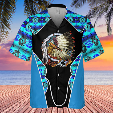 Powwow StoreGBHW000521 Tribe Design Native American Hawaiian Shirt 3D