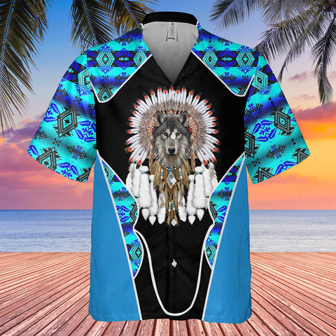 Powwow StoreGBHW000520 Tribe Design Native American Hawaiian Shirt 3D