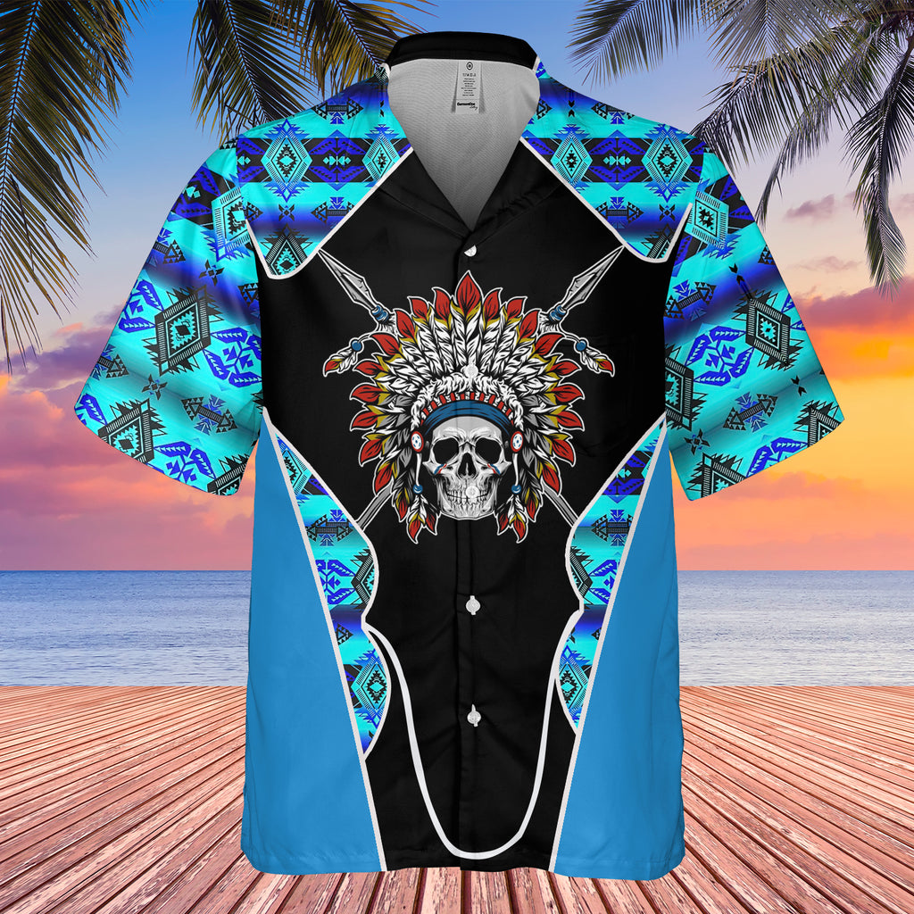 Powwow StoreGBHW000523 Tribe Design Native American Hawaiian Shirt 3D