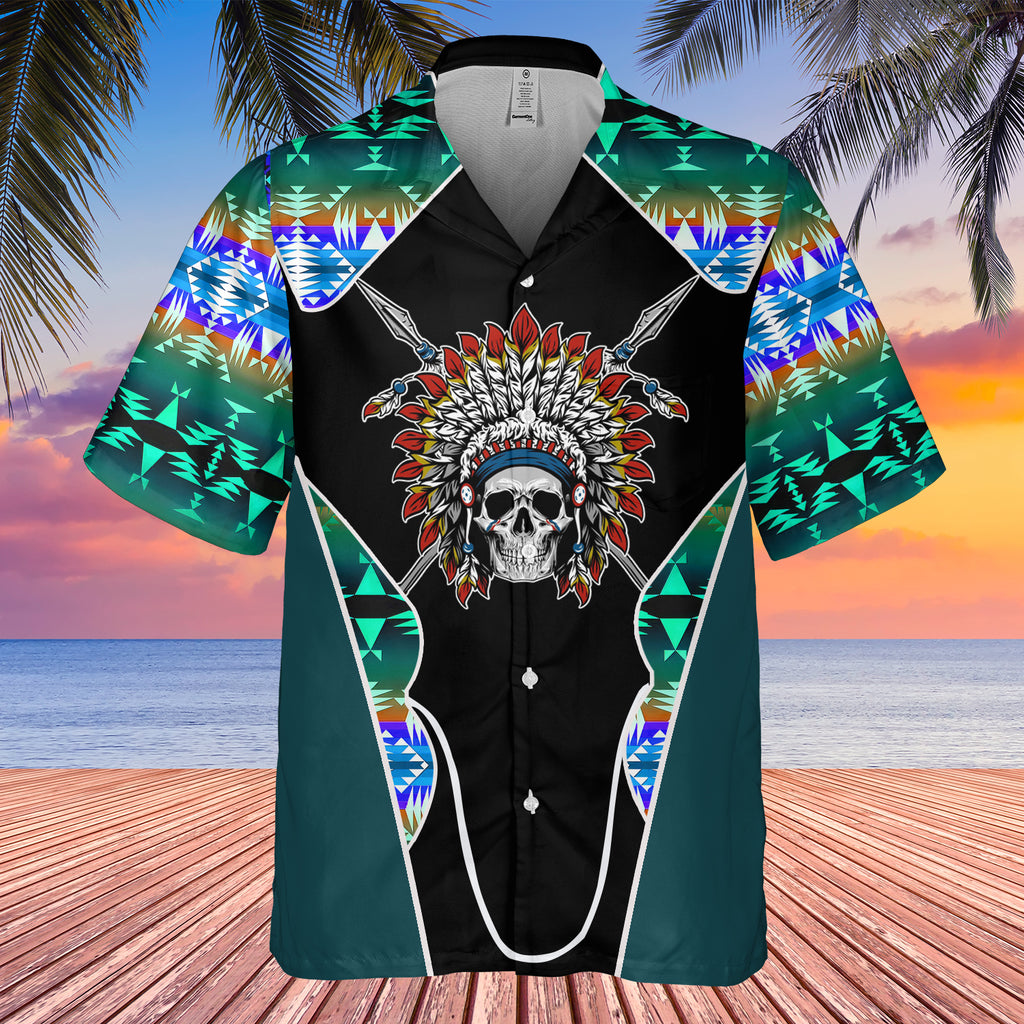 Powwow StoreGBHW000524 Tribe Design Native American Hawaiian Shirt 3D