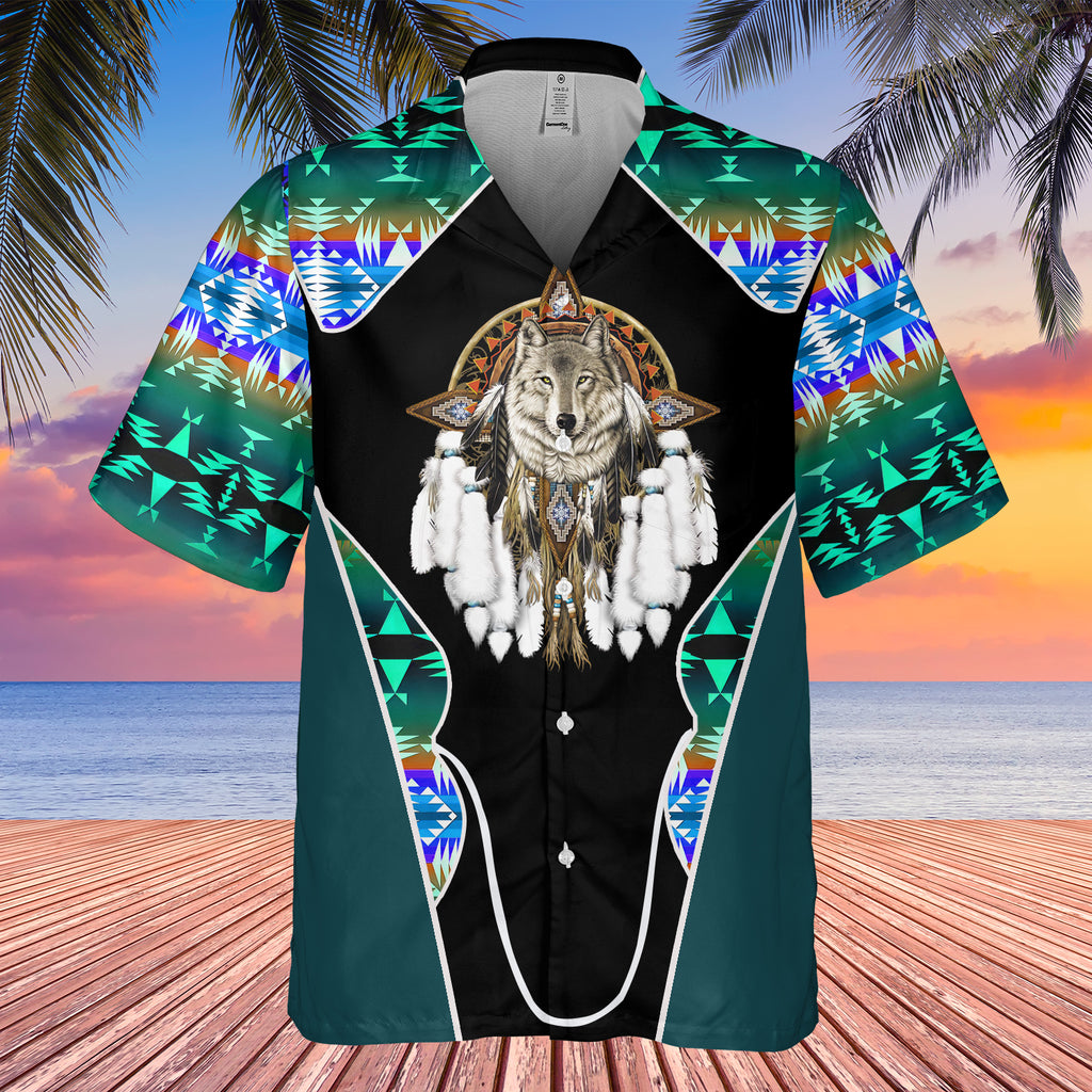 Powwow StoreGBHW000525 Tribe Design Native American Hawaiian Shirt 3D