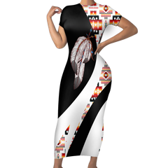 Powwow StoreSBD00163 Pattern Native ShortSleeved Body Dress