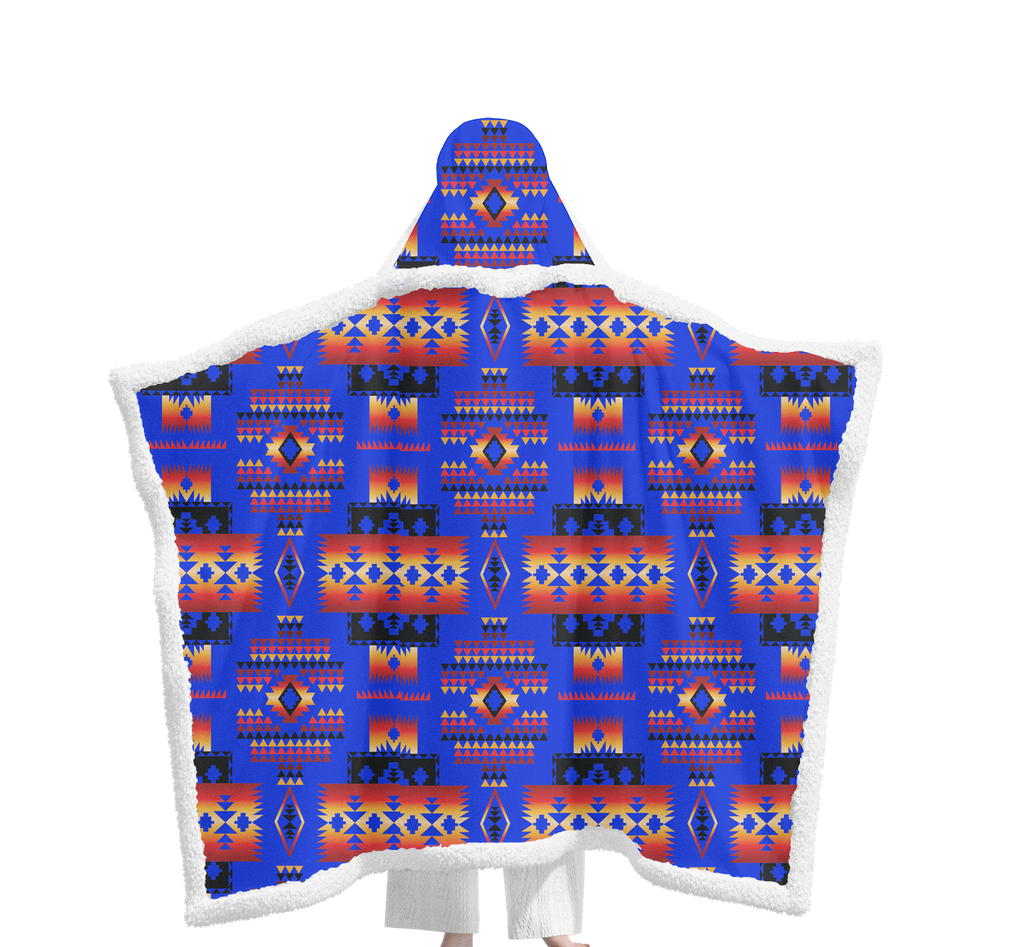 Powwow StoreGBNAT0004606 Pattern Native Wearable Hooded Blanket