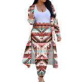 Powwow StoreGBNAT00540 Tribe Design Native American Cardigan Coat Long Pant Set