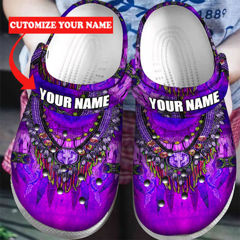 GB-NAT00562-02 Pattern Native American  Custom Name Crocs Clogs Shoes
