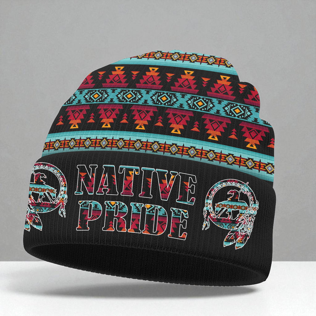 3AMSZZ21-04 Native American All-Over Print Knitted Hat