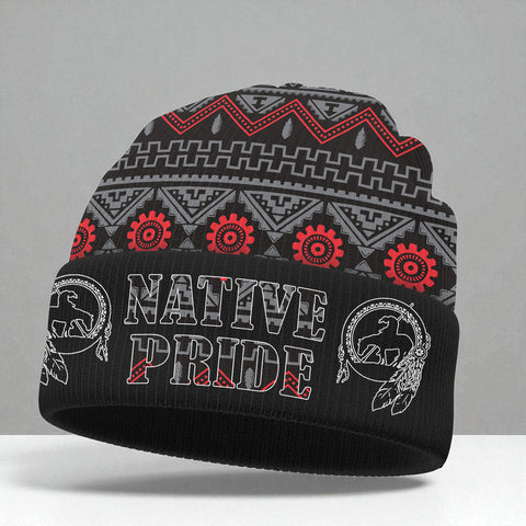 3AMSZZ21-19 Native American All-Over Print Knitted Hat