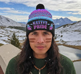 3AMSZZ22-03 Native American Knitted Hat With Pom-Pom