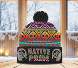 3AMSZZ22-05 Trail of Tears Native American Knitted Hat With Pom-Pom