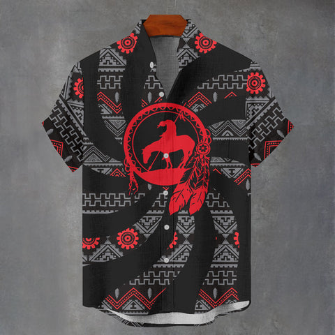 3MCSFY71M03 Trail Of Tear Native American Men Stand Collar Shirt