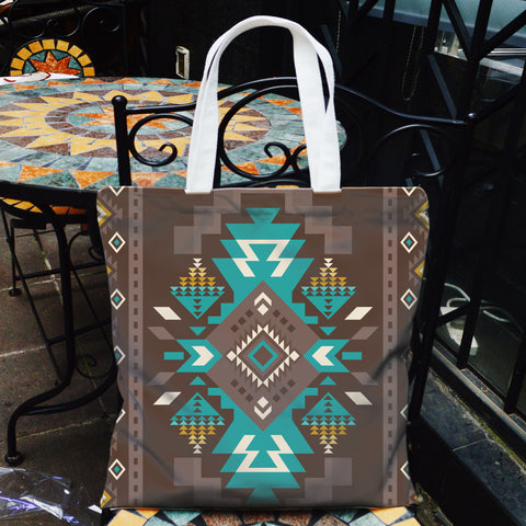 GB-NAT00538-01 White Tribes Pattern Native American Pocket Canvas Bag