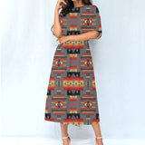 Powwow StoreGBNAT0004611 Pattern Native Women's Elastic Waist Dress