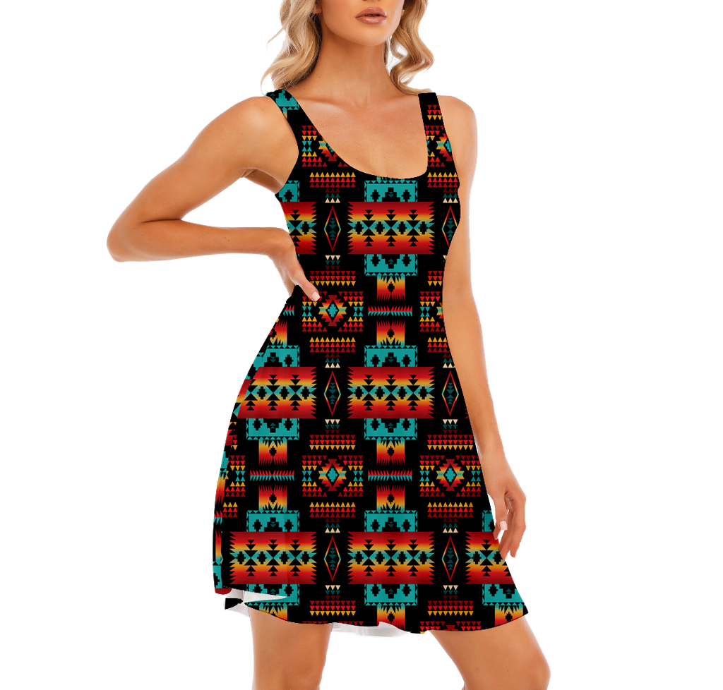 Powwow StoreGBNAT0004602 Pattern Native Women's Tank Vest Dress