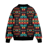 GB-NAT00046-02 Pattern Native American Unisex Knitted Fleece Lapel Outwear
