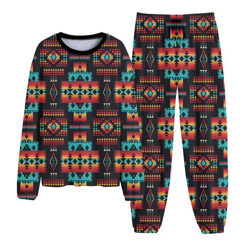 GB-NAT00046-02 Pattern Native American Unisex Thicken Pajama Suit