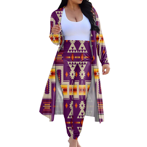 Powwow StoreGBNAT0006209 Tribe Design Native American Cardigan Coat Long Pant Set