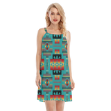 Powwow StoreGBNAT0004601 Native  Design Women's Oneck Cami Dress