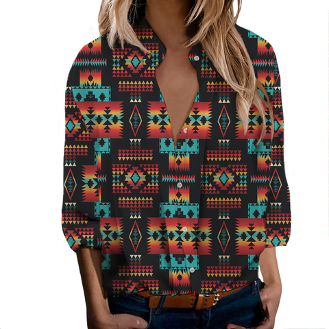 Powwow StoreGBNAT0004602  Tribe Design Native Women's LongSleeved Shirts