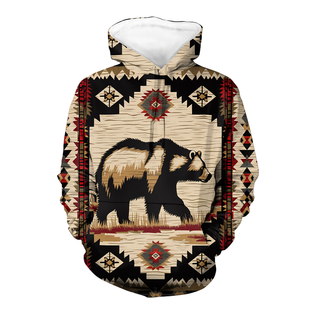 HD0013025 Bear Native American Pride 3D Hoodie