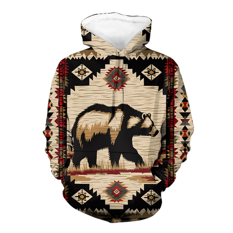 HD0013025 Bear Native American Pride 3D Hoodie