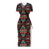 Powwow StoreGBNAT0004602 Pattern Native Women's Slit Sheath Dress