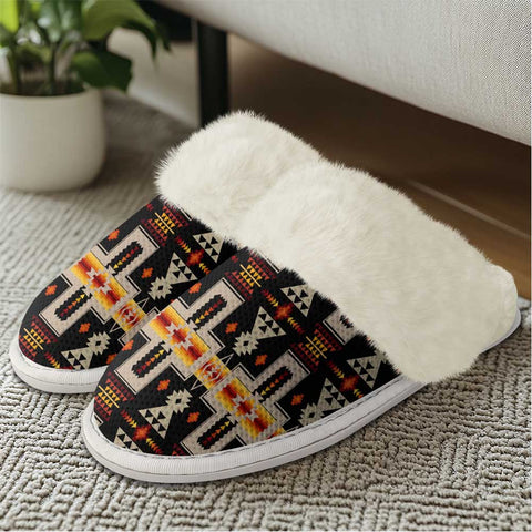 GB-NAT00062-01 Tribe Design  Slippers With Fur Edges