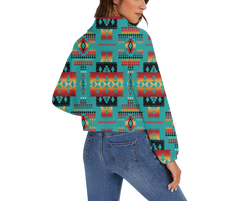 GB-NAT00046-01 Pattern Native American Women's Zip Jacket