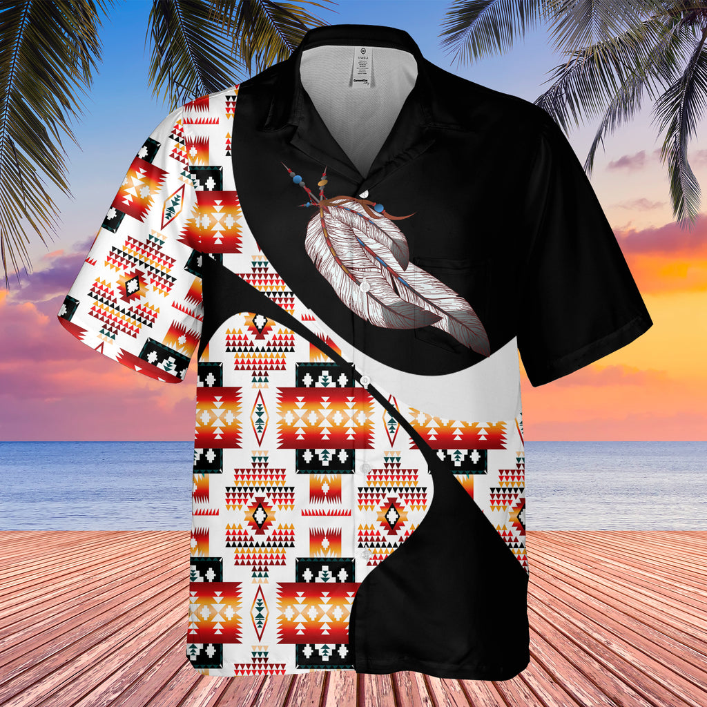 Powwow StoreGBHW001035 Tribe Design Native American Hawaiian Shirt 3D