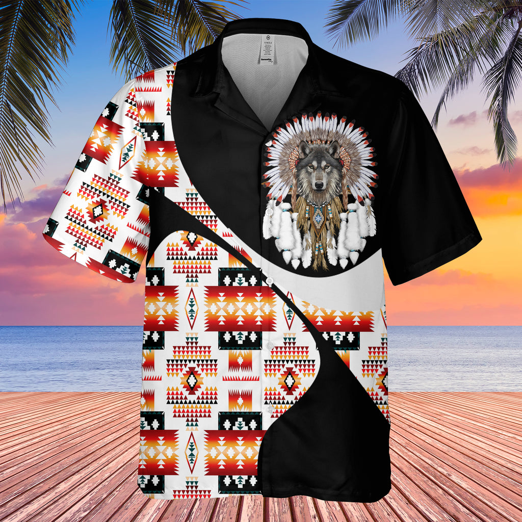 Powwow StoreGBHW001033 Tribe Design Native American Hawaiian Shirt 3D