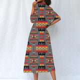 GB-NAT00046-11 Pattern Native Women's Elastic Waist Dress
