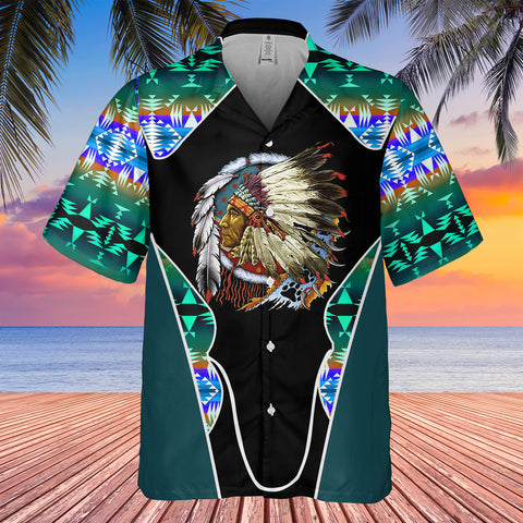 Powwow StoreGBHW000526 Tribe Design Native American Hawaiian Shirt 3D