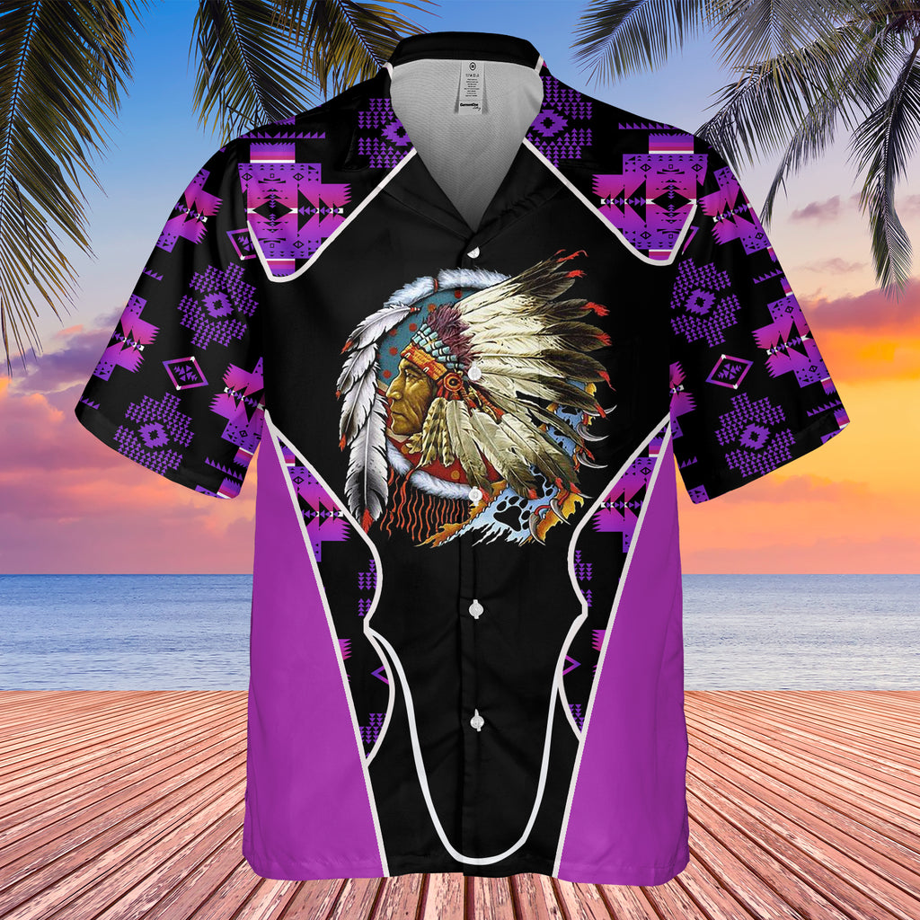 Powwow StoreGBHW000529 Tribe Design Native American Hawaiian Shirt 3D