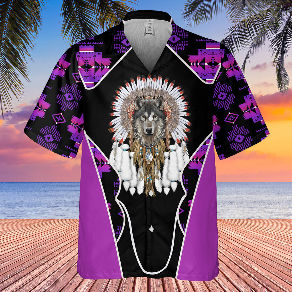 Powwow StoreGBHW000530 Tribe Design Native American Hawaiian Shirt 3D