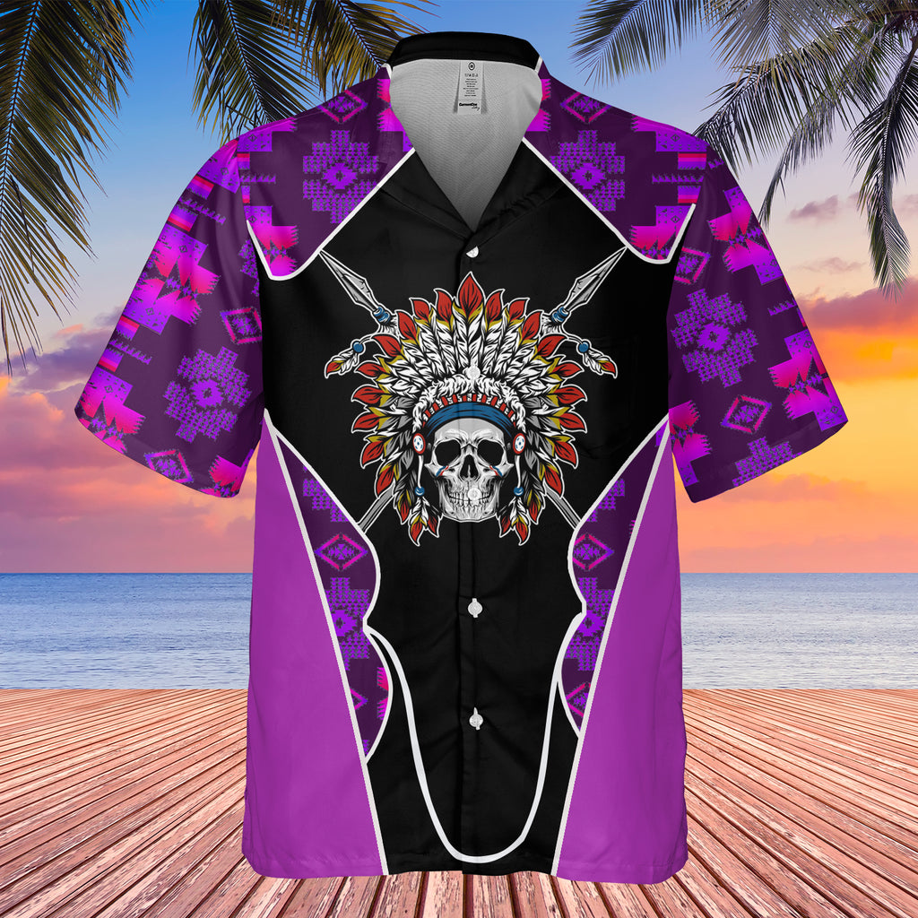 Powwow StoreGBHW000533 Tribe Design Native American Hawaiian Shirt 3D