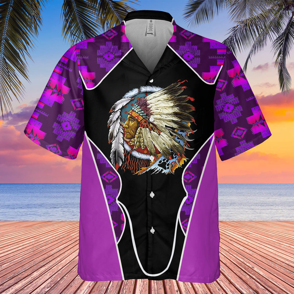 Powwow StoreGBHW000534 Tribe Design Native American Hawaiian Shirt 3D